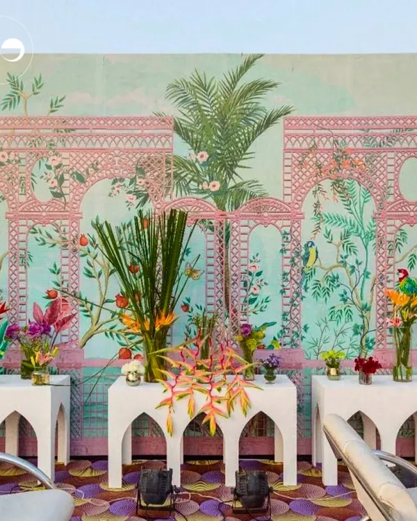This stunning hand-painted tropical mural served as the centerpiece for a vibrant Moroccan-themed event. It showcases my passion for creating immersive, bespoke backdrops that transport you and your guests to another world.