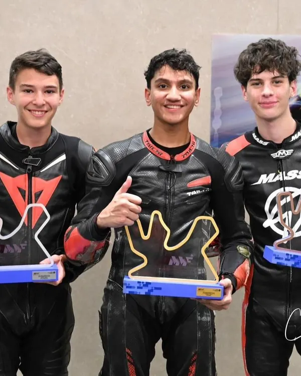 We build champions. Here is our student, Rakshith Dave, celebrating a double podium finish at the Qatar Supersport 300, representing India on the international stage. This is the result of dedication and expert coaching.