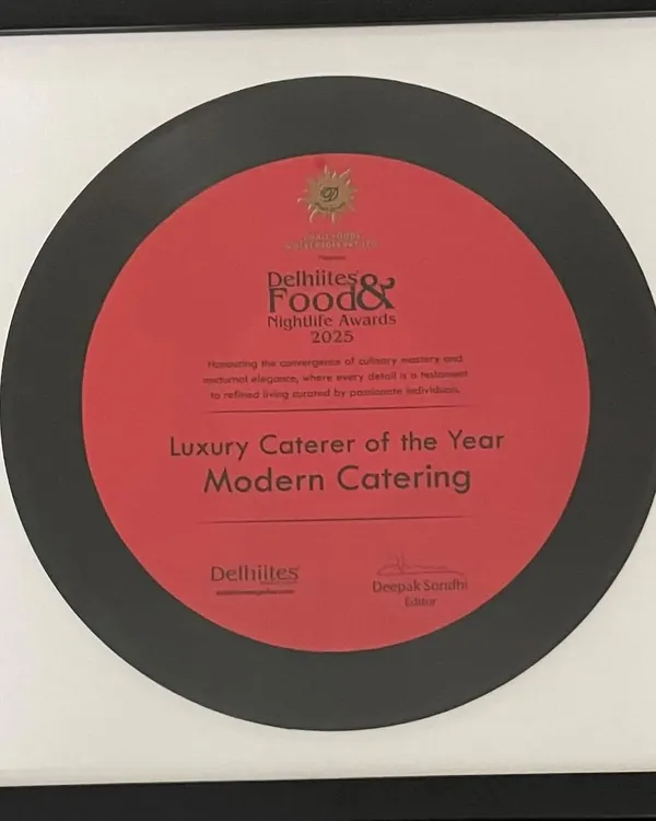 We were honored to be named 'Luxury Caterer of the Year' by the Delhiites Food & Nightlife Awards 2025. This award recognizes our commitment to culinary mastery and modern elegance.