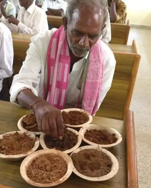 This is Nagaraj sir, a seasoned farmer, explaining different soil types. Farmers like him are the real soil scientists, holding generations of wisdom. We must honor their work and recognize that our health is deeply connected to the health of our soil.