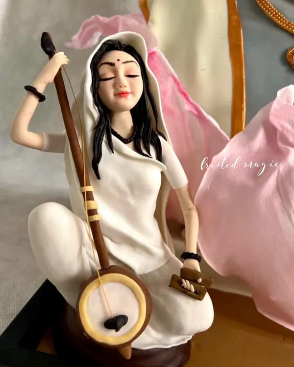 This sculpted cake of Meera Bai and Krishna is one of my proudest creations. It won first place in a national competition and represents the heart of my artistry, blending devotion with detailed sugarcraft.