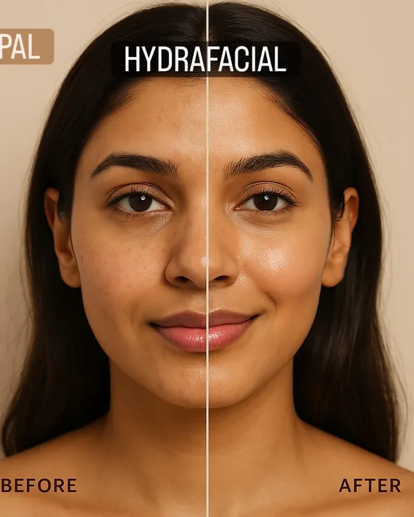 I believe in results you can see. This before and after showcases the immediate brightening and clarifying effect of our HydraFacial treatment, which deeply cleanses, exfoliates, and hydrates the skin for a noticeable glow.