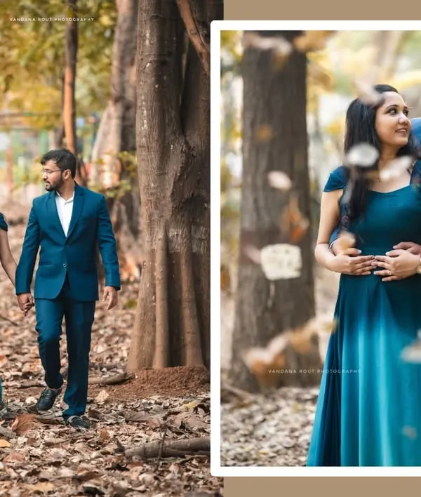 A walk in the woods becomes a romantic escape. I love using the soft, natural light filtering through the trees to create serene and intimate couple portraits.