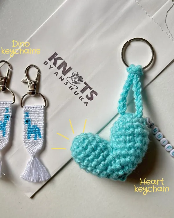 A peek into my weekly creative chaos. This week I made these cute dino keychains and a personalized heart keychain for a customer named Jennifer.