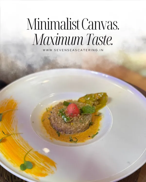 Minimalist canvas, maximum taste. This dish is a study in restraint and elegance, where a brush of sauce and carefully placed elements let the core flavours take center stage.