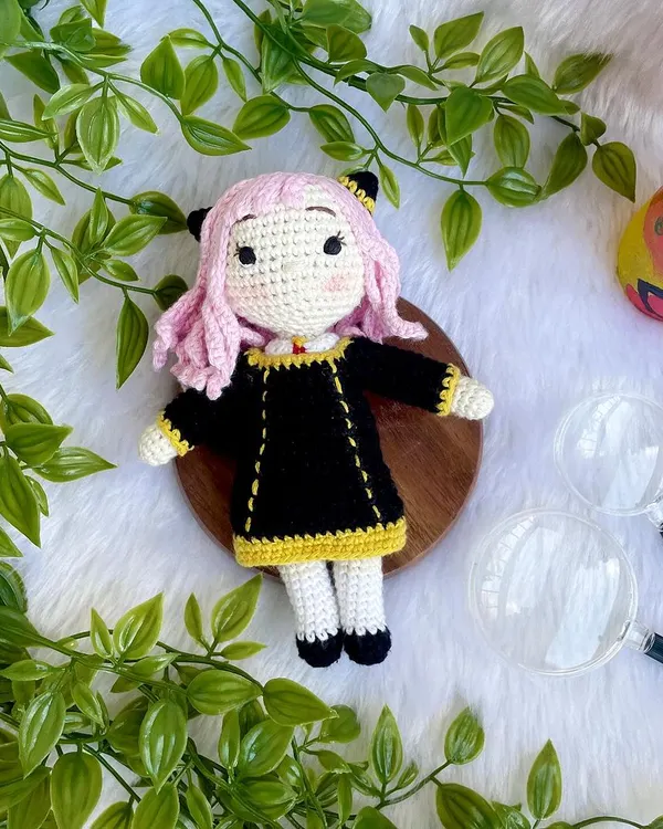 So many of you love anime, and I was thrilled to get an order for Anya from Spy x Family. It was so much fun to get her pink hair and classic black dress just right. I can create plushie versions of your favorite characters.