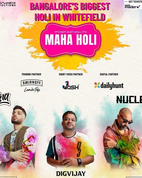 The poster for Maha Holi, where I shared the stage with Nucleya and Kr$na. A larger-than-life event.