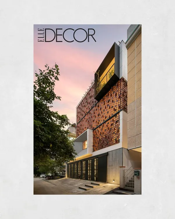 We are thankful to Elle Decor India for this beautiful feature on our Kamala Residence project, showcasing its unique terracotta facade and tropical-inspired interiors.