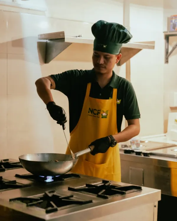 Here I am in my element, devising new recipes and perfecting the old ones in the NCF kitchen.