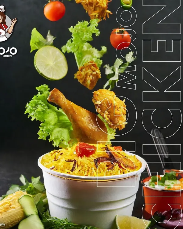 My Big Mojo Chicken Biryani, a 2.5 kg portion perfect for family meals and parties. It features a whole chicken leg piece and serves a full group.