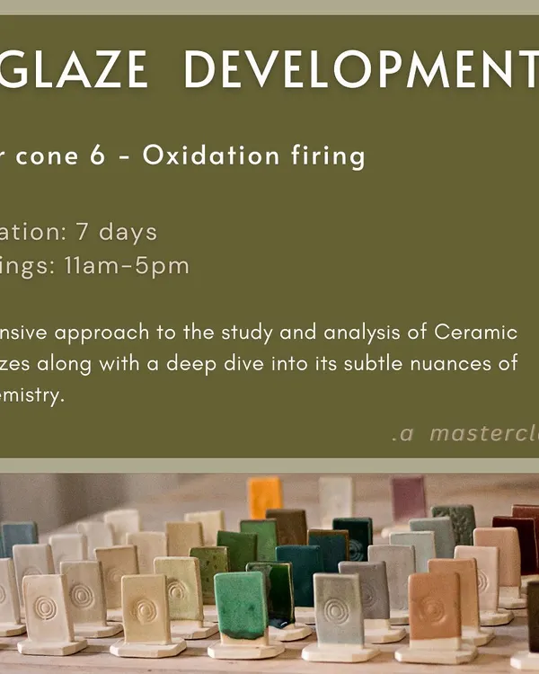 For those who want to dive deep into the science of pottery, we offer a 7-day Glaze Development masterclass. You'll learn all about glaze chemistry and how to create your own unique colors.