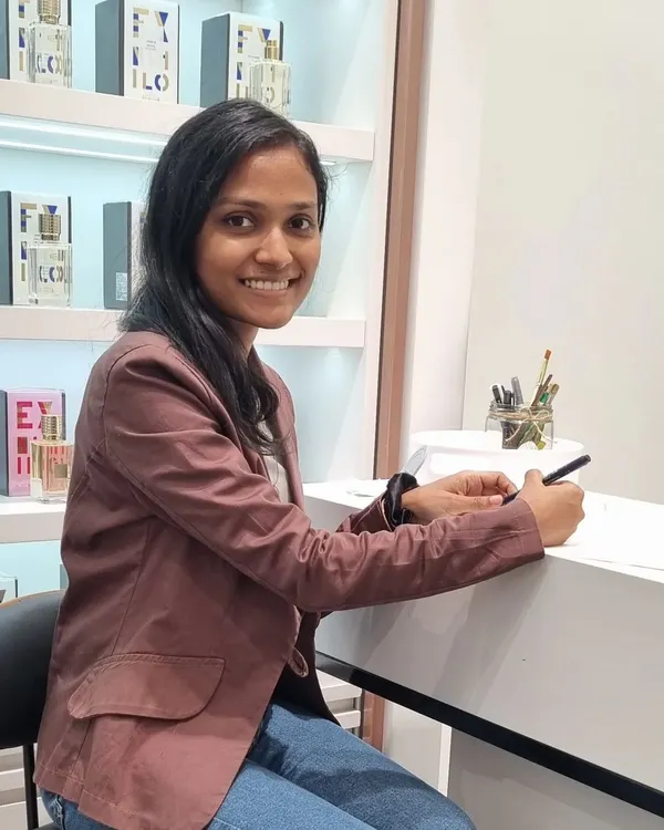 A photo from my live calligraphy station at Maison Des Parfums in Bengaluru. I come prepared with all my tools to create beautiful, handwritten notes for guests during brand activations.
