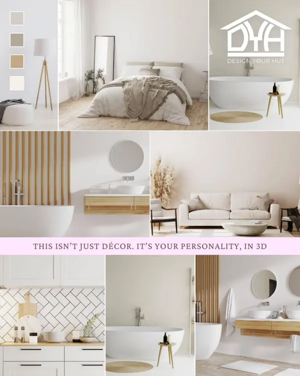 This isn't just decor, it's your personality in 3D. This mood board shows how I combine textures, a neutral color palette, and clean lines to create a cohesive vision for your home. We start here to ensure the final space is your personal sanctuary.