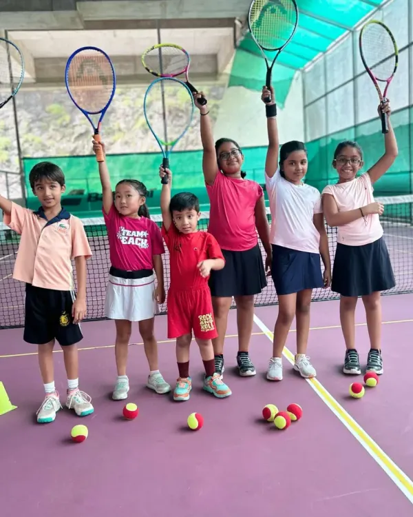 Our future champions from the Red Batch lighting up the court at Off The Mark. We believe in starting young and making tennis a fun, positive experience right from the first swing.