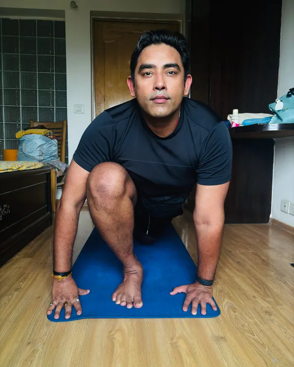 A moment of focus during my own practice. As a teacher, it's important for me to maintain my connection to the mat, exploring poses like this low lunge to stay grounded and strong.