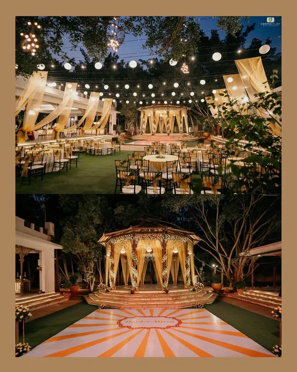 A spectacular Sangeet night with a custom 'Dard-e-Disco' inspired dance floor. We bring Bollywood dreams to life with thematic decor, dramatic lighting, and a stage designed for unforgettable performances.