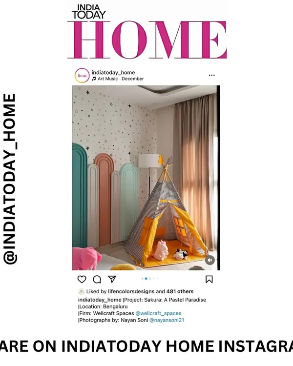 I'm thrilled to share that my "Sakura House" project, featuring this playful kids' room, was featured on the India Today Home Instagram page. It's always an honor to see my work recognized.