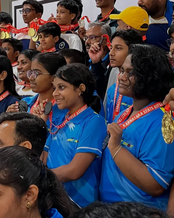 A candid shot of our new shooters, who bagged an impressive 15 medals after just two months of practice. A testament to their talent and our training.