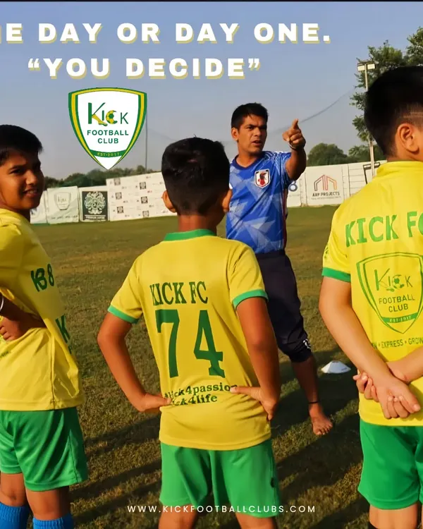 "One day or day one. You decide." A coach instructs his players, reminding them that every training session is a new beginning.