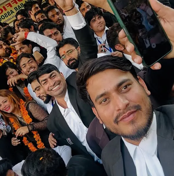 Taking a selfie during the Shahdara Bar Association elections at Karkardooma Court, supporting a candidate for the executive committee. It's important to be actively involved in our legal community.