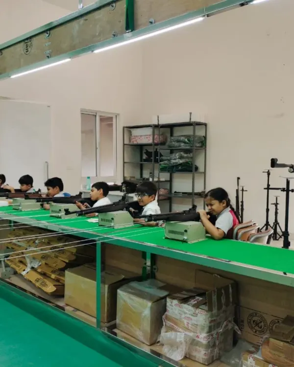 A full house of young shooters at our Greenwood Bannerghatta center. Here, students learn the fundamentals of air rifle shooting, developing skills that will serve them both in the sport and in life.
