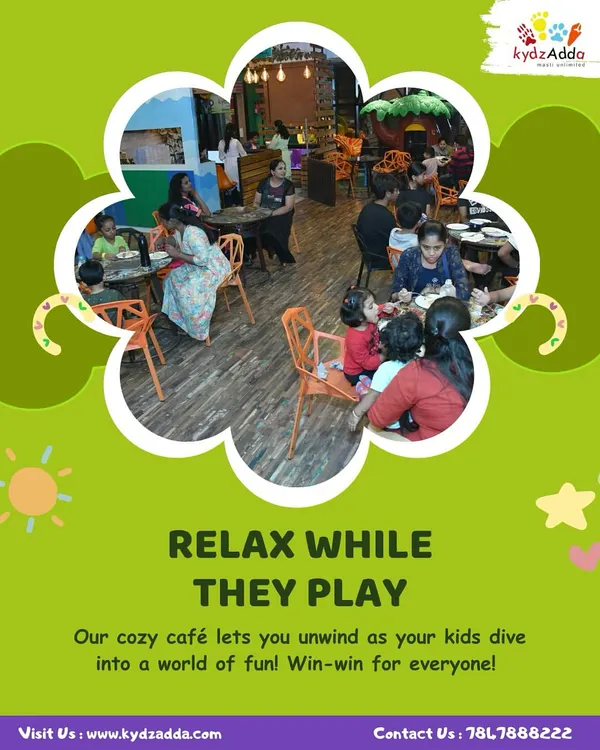 Relax while they play. Our cozy café lets you unwind with a snack or a coffee as your kids dive into a world of fun. It's a win-win for everyone.