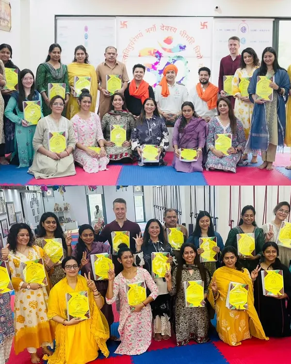 A collage of our happy graduates. From a formal group photo to a fun, celebratory shot, these moments capture the joy of completing the YTTC.