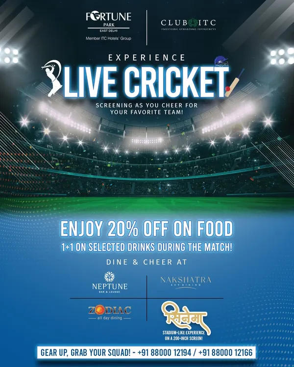We go all out for cricket season! Our live screening events offer a stadium-like experience on a 200-inch screen, complete with special discounts on food and drinks.