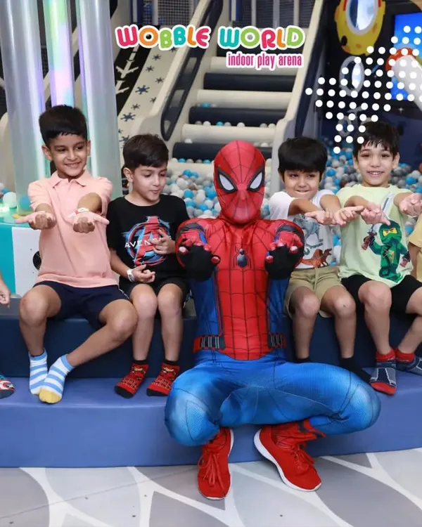 Spiderman strikes a pose with his biggest fans. Our mascot appearances are a huge hit and create amazing photo opportunities.