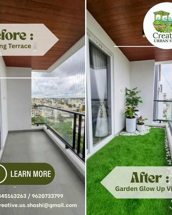 This is what I love to do: turn a simple, boring terrace into a personal garden. This before-and-after shows how installing high-quality artificial grass and a few well-placed plants can completely change the vibe of your home, creating a cozy and inviting glow-up.