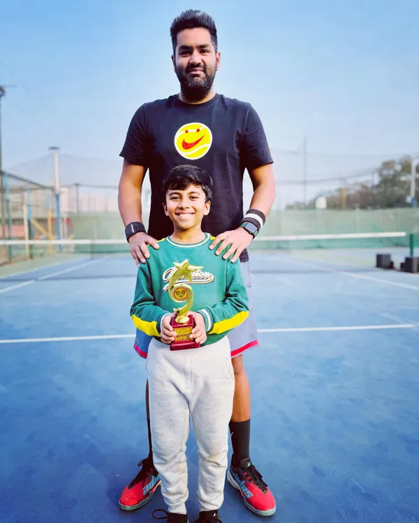 A duplicate shot celebrating Aariv Gupta's fabulous performance at the Republic Tennis Cup, where he won both the Under-12 and Under-16 titles.