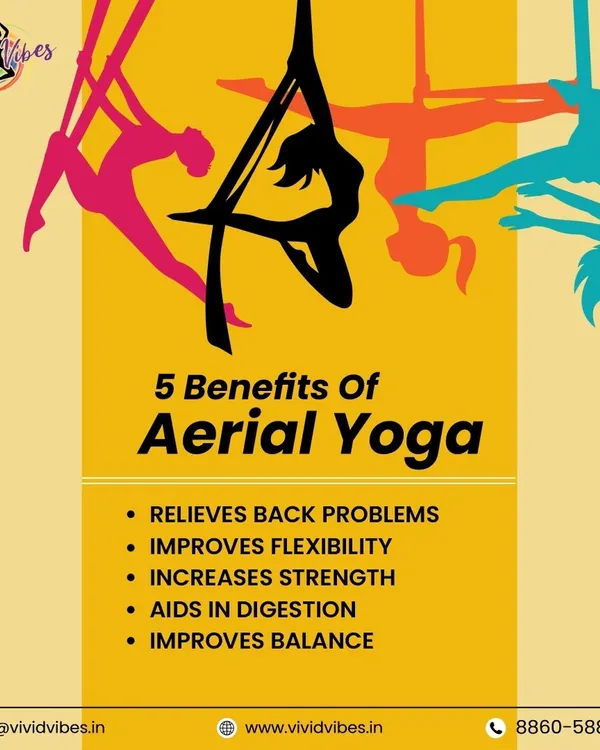 Here are 5 key benefits of aerial yoga. From relieving back problems to improving balance and strength, the hammock provides unique advantages that you can't get from mat yoga alone.