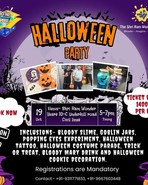 Here’s a peek at what my Halloween party includes! I plan everything from a popping eyes experiment and bloody slime making to cookie decorating and trick-or-treating. Just book a spot and get your costumes ready.