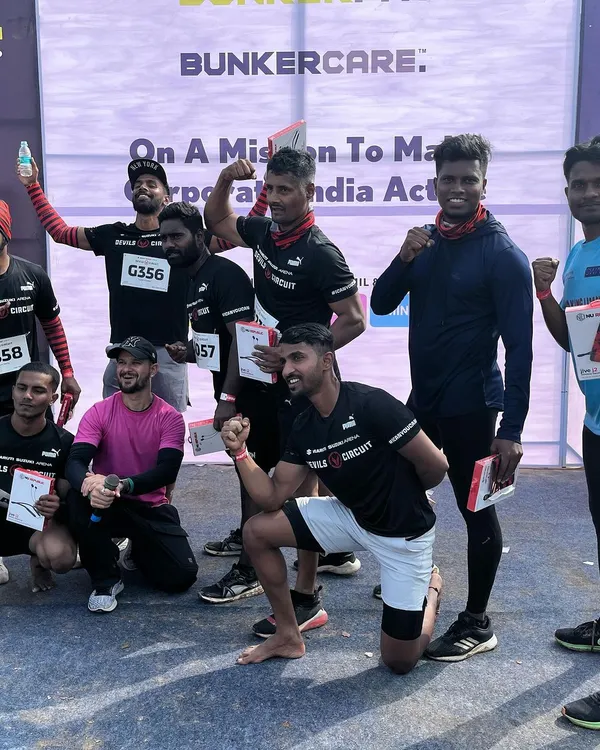 Sweat together, slay together. Our team winning a squats challenge at the Devil's Circuit. We were the last team standing, a testament to our endurance and teamwork.