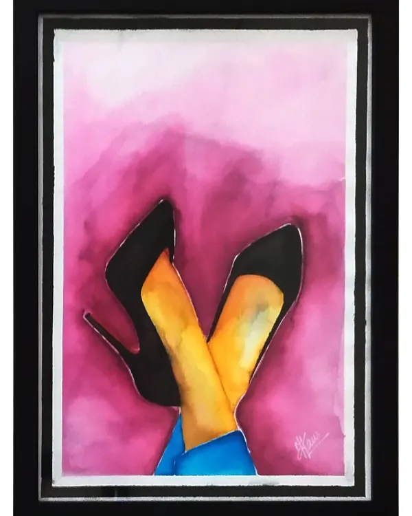 "Keep your Heels, Head and Standards high!" This Coco Chanel quote inspired my watercolor painting of these black stilettos. It's a celebration of confidence and style, captured with a splash of color.