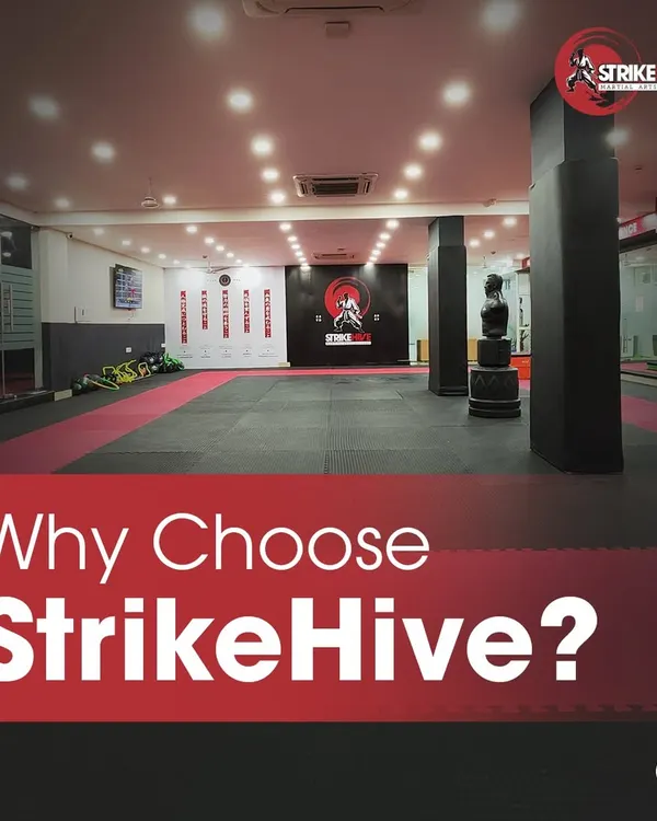 Why choose StrikeHive? This wide shot of our dojo showcases the clean, spacious, and professional environment where our members train and grow.