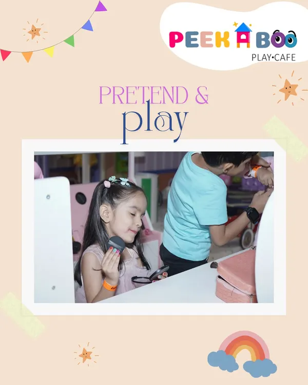 A little girl gets glamorous at our mini makeup studio. Our pretend play zones let children explore different roles and spark their creativity.