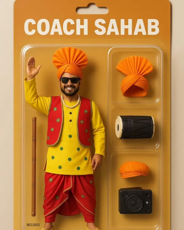 Our coach sahab in the action figure trend. This fun image perfectly captures the larger than life energy and passion for Bhangra that our instructor Parminder brings to every class.