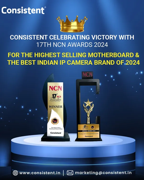 We are proud to celebrate our victory at the 17th NCN Awards 2024. We were honored with awards for the Highest Selling Motherboard and the Best Indian IP Camera Brand, reinforcing our position as a market leader in technology.