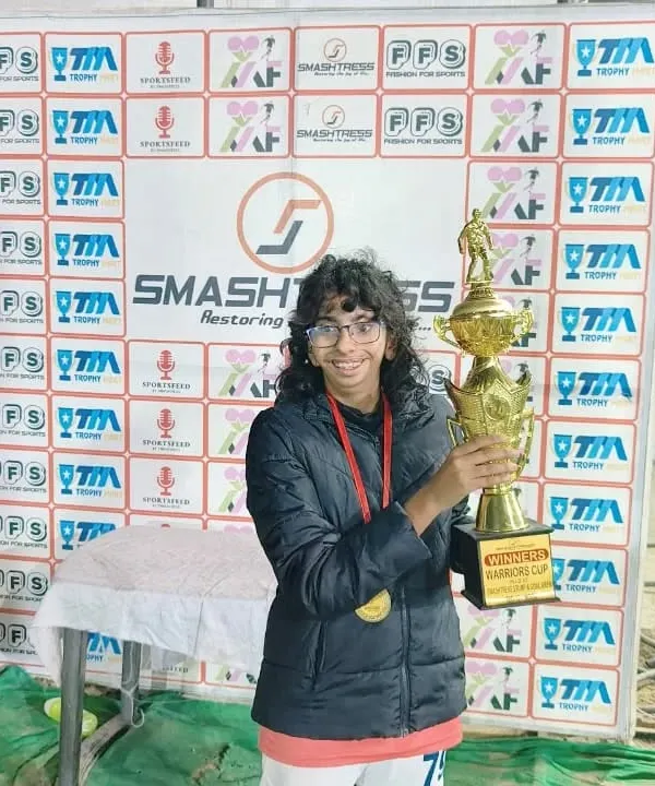 YDFA's girl power! One of our talented players proudly holds the winner's trophy. She played with skill, strength, and determination.