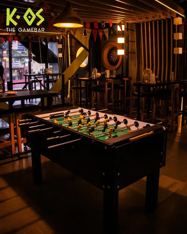 Our foosball table is always ready for action. It's a central part of our bar's energetic atmosphere, perfect for a quick game or a full-blown tournament with your friends.