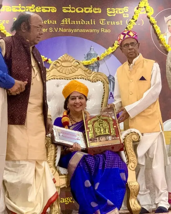 A proud moment, being honored with a lifetime achievement award by the Sri Rama Seva Mandali trust. It is a blessing to be recognized for my dedication to Carnatic music.