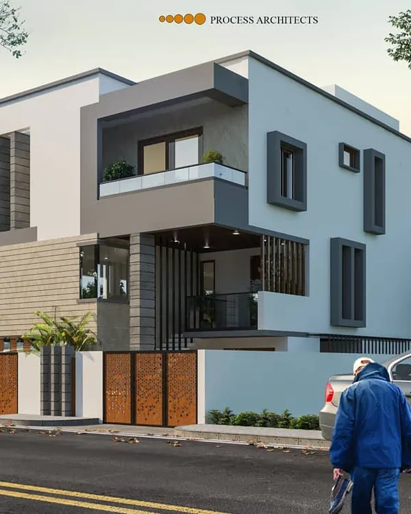 This is a 3D perspective I created for a client's residence in Bengaluru. This step is crucial for aligning on the design, materials, and overall feel of the house before breaking ground.
