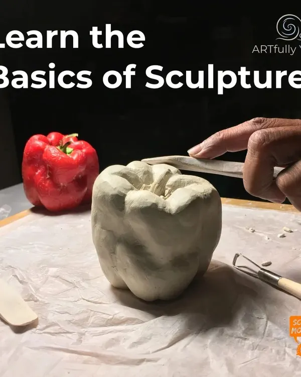 Learn the fundamentals of sculpture in a relaxed, beginner-friendly setting. Here, we're using simple tools to add detail to a bell pepper, a great exercise in observing and replicating natural forms.