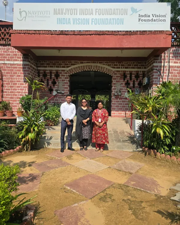 Outside the Navjyoti India Foundation, an organization founded by Dr. Kiran Bedi. I collaborated with them to conduct a legal awareness workshop on the Domestic Violence Act for women in rural areas.