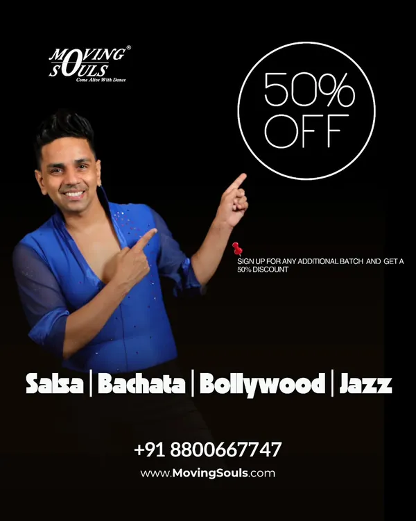 Dance more, pay less. Take advantage of our special offer and get 50% off on every additional dance batch you join. Why choose one style when you can try them all?