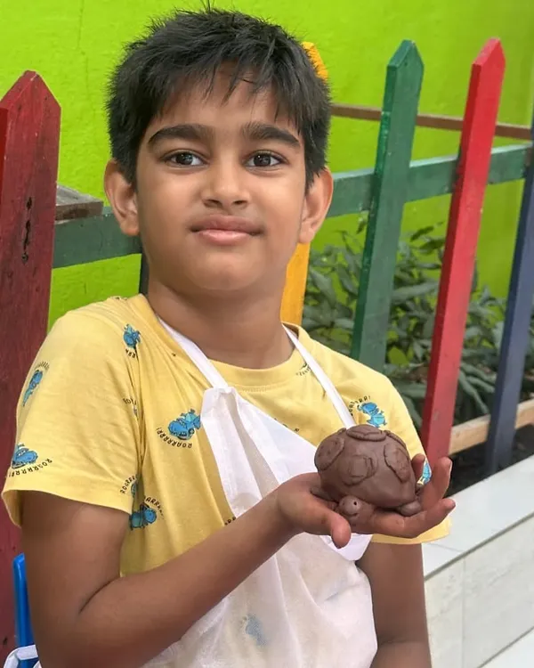The pride in his eyes holding his little clay turtle is priceless. My workshops encourage kids to complete their projects, giving them a wonderful sense of accomplishment and a masterpiece to take home.