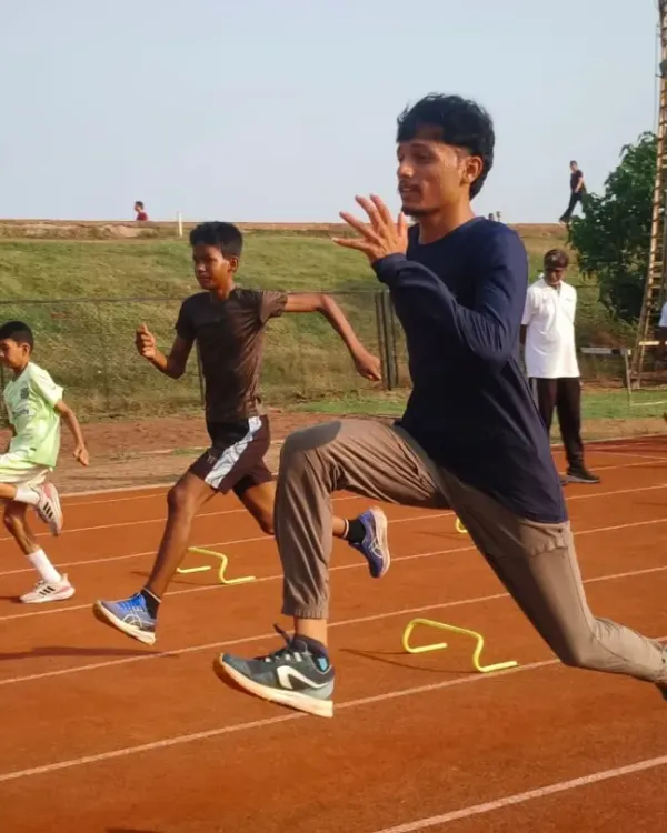 This action shot captures the intensity of our jump training workshop. Athletes work on explosive power and form, with every movement designed to improve their leap and performance.
