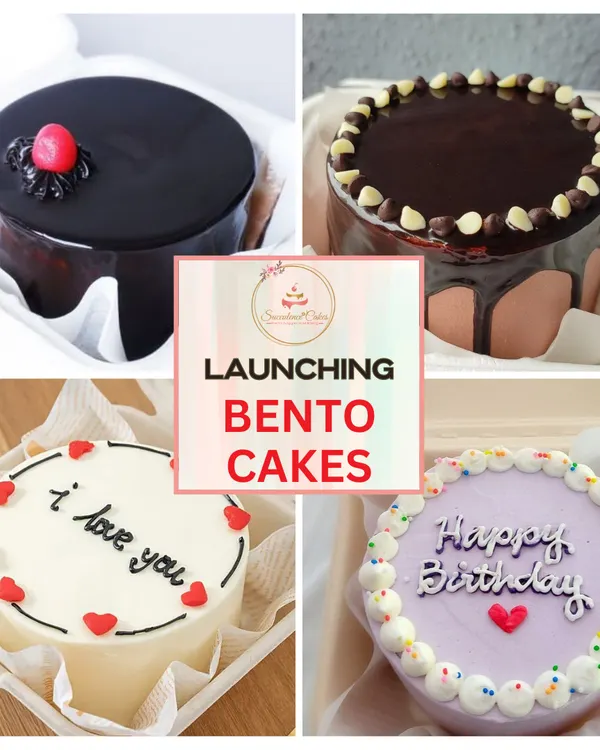 My bento cakes are perfect for celebrating small wins or sending a sweet message. This image showcases four popular styles: a rich chocolate glaze, a chocolate chip drip, a simple "I love you" design, and a festive "Happy Birthday" cake.