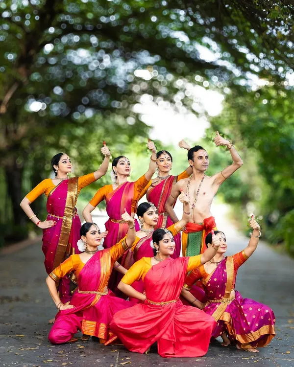A moment of unity and grace with my Chithkala Ensemble. I believe dance is a collective journey, and together we bring stories to life, whether in an outdoor setting like this or on a grand stage.